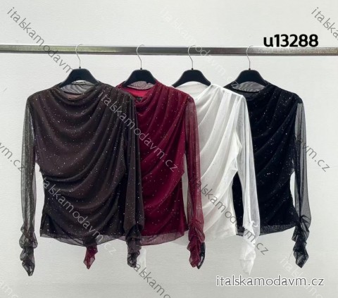 Halenka elegantní třpytivá dlouhý rukáv dámská (XS/S/M ONE SIZE) ITALSKÁ MÓDA IMM25M13288