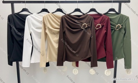 Tričko elegantní dlouhý rukáv dámské (XS/S/M ONE SIZE) ITALSKÁ MÓDA IMM25M43333