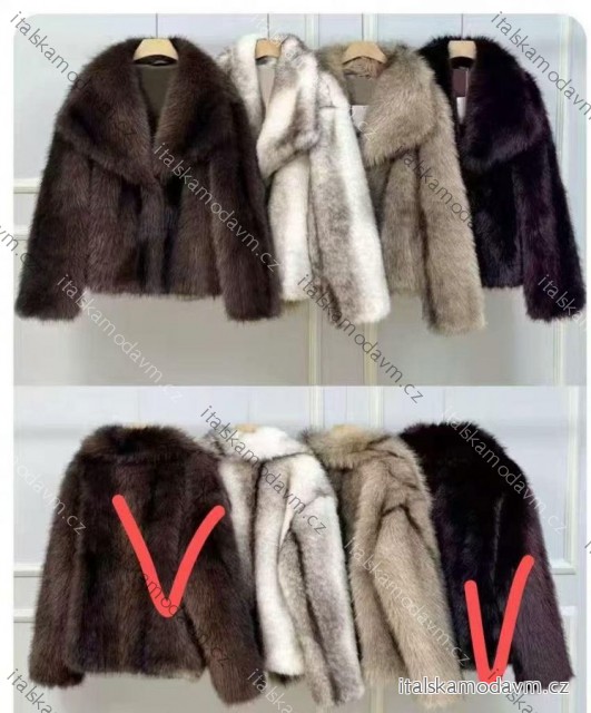 Kabátik zimný chlpatý dlhý rukáv dámsky (XS/S/M ONE SIZE) TALIANSKA MÓDA IMM25M9678