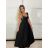 Šaty letní na široká ramínka dámské (S/M/L ONE SIZE) ITALSKÁ MÓDA IMPBB25B25300/DU -   Černá -   S/M/L