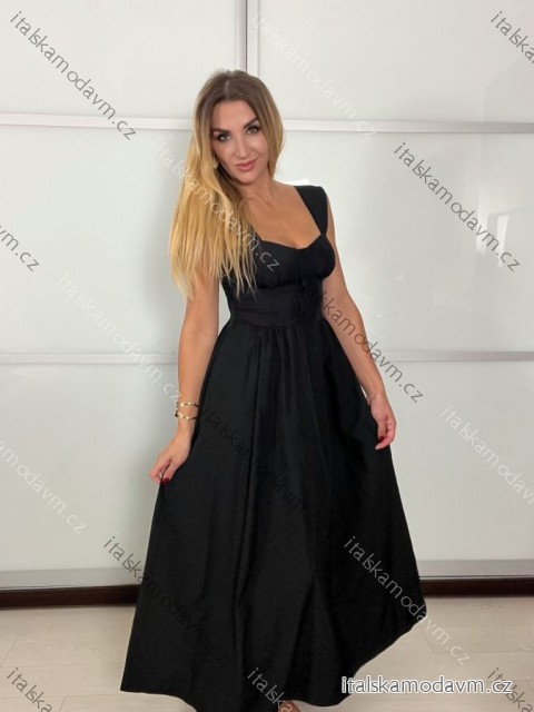 Šaty letní na široká ramínka dámské (S/M/L ONE SIZE) ITALSKÁ MÓDA IMPBB25B25300/DU -   Černá -   S/M/L