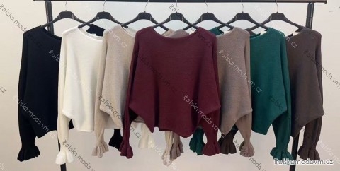Svetr krátký úpletový dlouhý rukáv dámský (XS/S/M ONE SIZE) ITALSKÁ MÓDA IMM25M2901