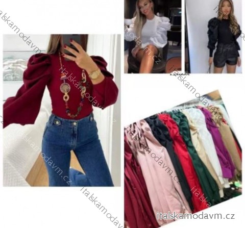 Tričko elegantní dlouhý rukáv dámské (XS/S/M ONE SIZE) ITALSKÁ MÓDA IMM25M22386