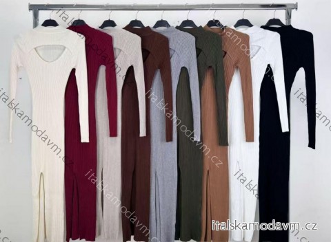 Šaty dlouhé teplé dlouhý rukáv dámské (XS/S/M ONE SIZE) ITALSKÁ MÓDA IMM25M5301