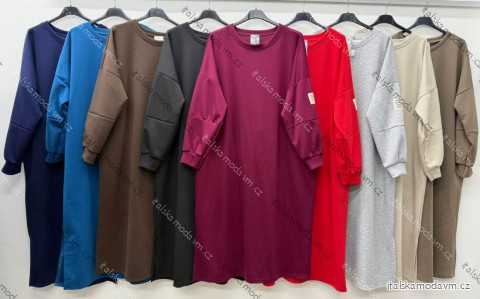 Šaty teplé máselko dlhý rukáv dámske nadrozmer (54/56/58 ONE SIZE) TALIANSKA MÓDA IM425733