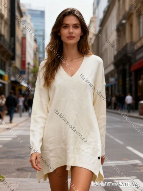 Sveter úpletový dlhý rukáv dámsky nadrozmer (46/48/50 ONE SIZE) TALIANSKA MÓDA IM425764