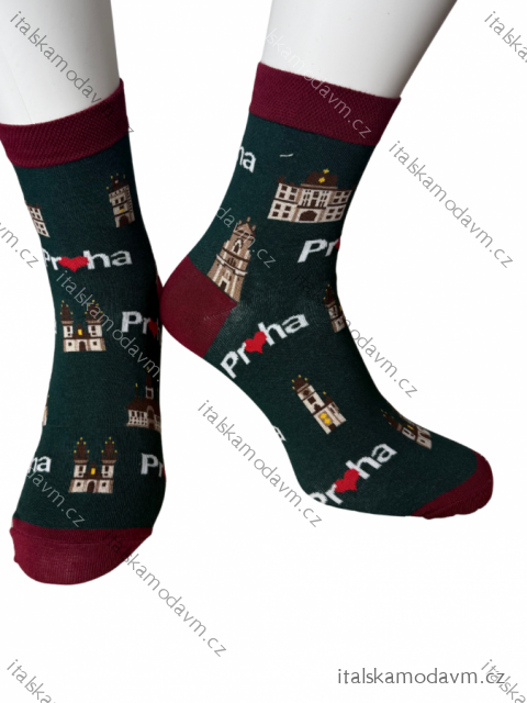 Ponožky veselé praha unisex (38-40,41-43,44-46) POLSKÁ MÓDA DPP23010/DR 38-41 zelená
