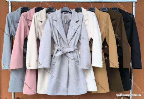 Kabát slabý s páskem dlouhý rukáv dámský (XS/S/M ONE SIZE) ITALSKÁ MÓDA IMM25M24344