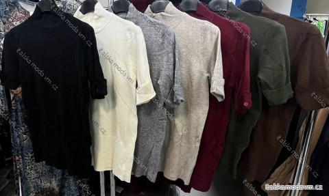 Svetr prodloužený teplý s rolákem krátký rukáv dámský (XS/S/M ONE SIZE) ITALSKÁ MÓDA IMM25M1201