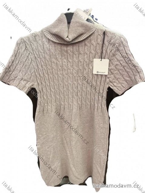 Šaty krátké pletené s rolákem krátký rukáv dámské (XS/S/M ONE SIZE) ITALSKÁ MÓDA IMM25M8113