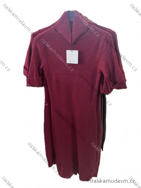 Šaty úpletové s rolákem krátký rukáv dámské (XS/S/M ONE SIZE) ITALSKÁ MÓDA IMM25M5151