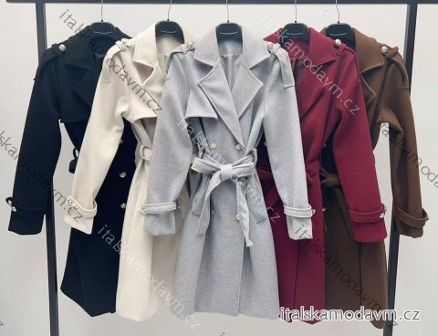 Kabát slabý s páskem dlouhý rukáv dámský (XS/S/M ONE SIZE) ITALSKÁ MÓDA IMM25M12883