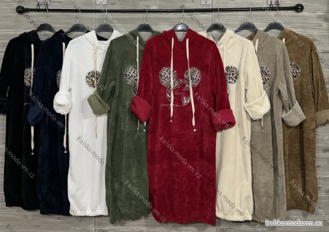 Šaty mikinové teplé s kapucí dlouhý rukáv dámské (S/M/L ONE SIZE) IMPOZ25LW-91151