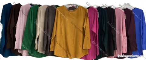 Svetr tenký úpletový dlouhý rukáv dámský nadrozměr (52/54/56 ONE SIZE) ITALSKÁ MÓDA IMC25516