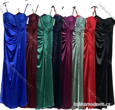 Šaty dlouhé společenské krajkové na ramínka dámské (S/M/L ONE SIZE) ITALSKÁ MÓDA IMC25521