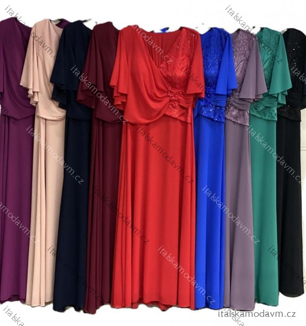 Šaty dlhé spoločenské krátky rukáv dámske nadrozmer (46/48/50 ONE SIZE) TALIANSKA MÓDA IMC25525