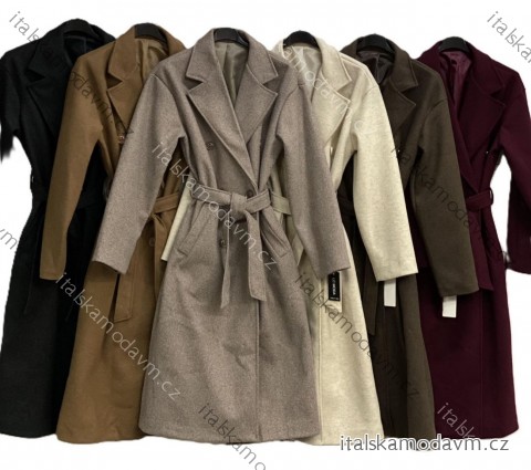 Kabát flaušový s opaskom dlhý rukáv dámsky nadrozmer (44/46/48 ONE SIZE) TALIANSKA MÓDA IMC25527