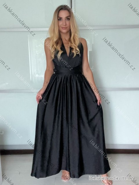 Šaty dlouhé elegantní variabilní vázání bez rukávu dámské satén (S/M/L ONE SIZE) ITALSKÁ MÓDA IMPDY24MDUE991505/DUR