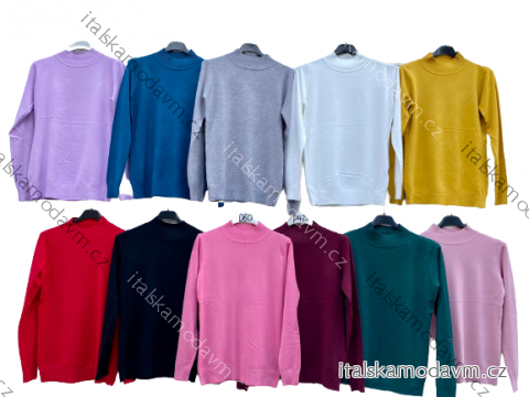 Svetr úpletový se stojáčkem dlouhý rukáv dámský (S/M/L ONE SIZE) ITALSKÁ MÓDA IM725050