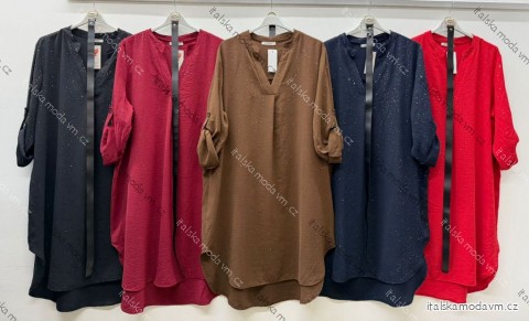 Tunika s páskem elegantná 3/4 dlhý rukáv dámska nadrozmer (50/52/54 ONE SIZE) TALIANSKA MÓDA IM425780