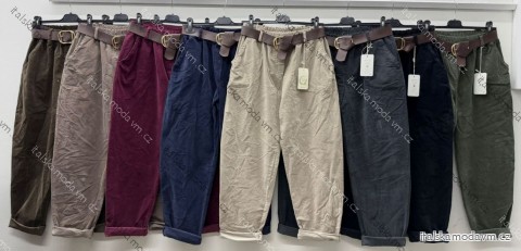Nohavice manžestrové s opaskom dámske nadrozmer (46/48/50 ONE SIZE) TALIANSKA MÓDA IM425782