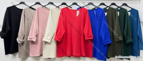 Sveter úpletový dlhý rukáv dámsky nadrozměr (54/56/58 ONE SIZE) TALIANSKA MÓDA IM425783