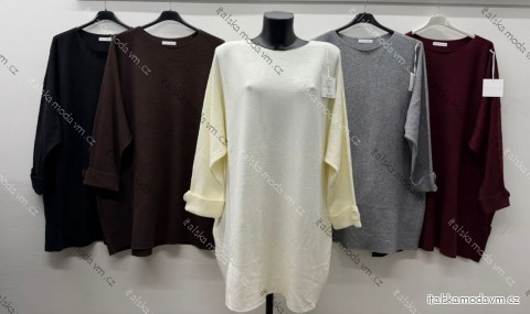 Sveter úpletový dlhý rukáv dámsky nadrozměr (54/56/58 ONE SIZE) TALIANSKA MÓDA IM425784