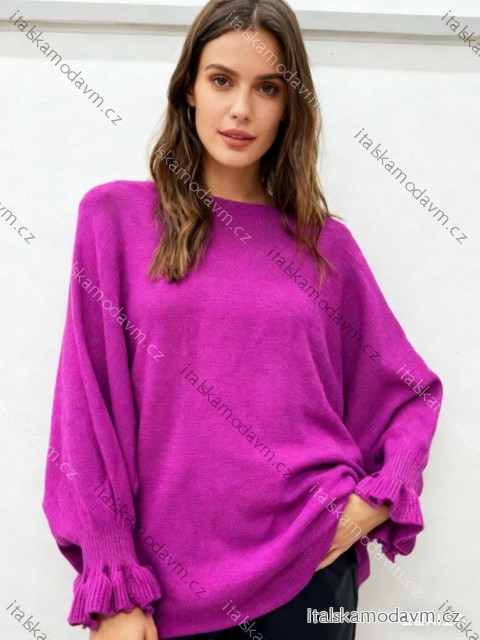 Sveter úpletový dlhý rukáv dámsky nadrozměr (52/54/56 ONE SIZE) TALIANSKA MÓDA IM425788