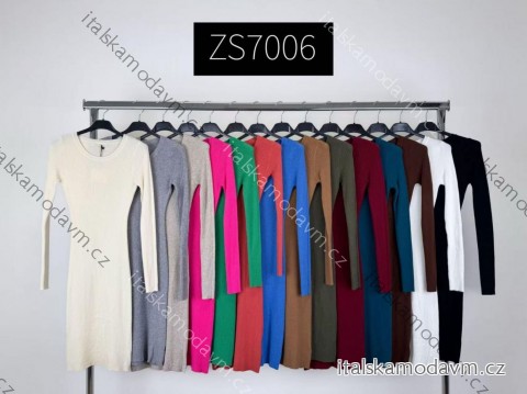 Šaty úpletové dlouhý rukáv dámské (S/M/L ONE SIZE) ITALSKÁ MÓDA IMM25M7006/DU