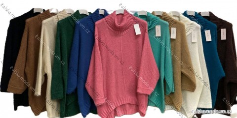 Sveter pletený s rolákom dlhý rukáv dámsky nadrozmer (54/56/58 ONE SIZE) TALIANSKA MÓDA IMC25537