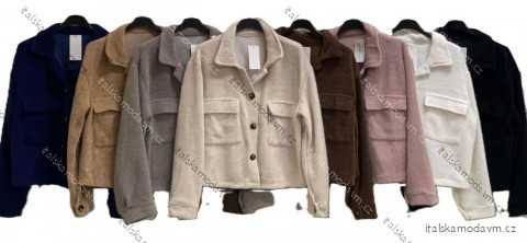 Kabátek teplý s kapsami dlouhý rukáv dámský nadrozměr (44/46/48 ONE SIZE) ITALSKÁ MÓDA IMC25543