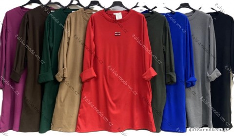 Šaty teplé oversize dlouhý rukáv dámské nadrozměr (48/50/52 ONE SIZE) ITALSKÁ MÓDA IMC25547