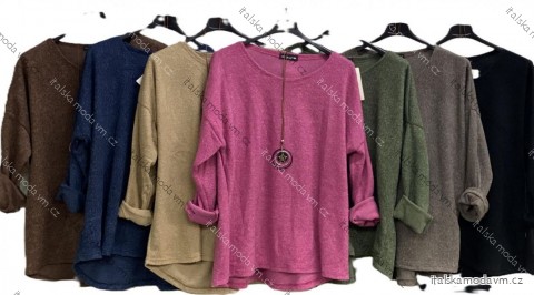 Tunika teplá s príveskom dlhý rukáv dámska nadrozmer (50/52/54 ONE SIZE) TALIANSKA MÓDA IMC25548