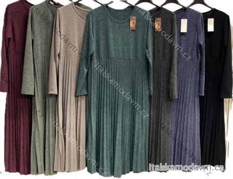 Šaty teplé skládané dlouhý rukáv dámské nadrozměr (46/48/50 ONE SIZE) ITALSKÁ MÓDA IMC25557