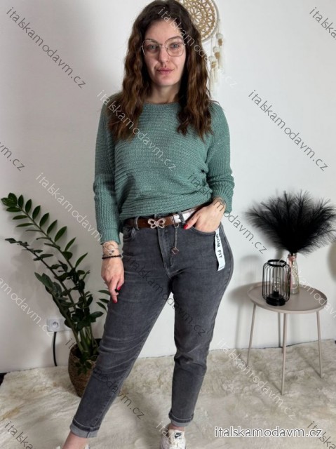 Rifle jeans s páskem  MOM FIT dámske nadrozměr (M-3XL) MOON GIRL MA525KF520-6/DUR