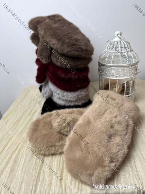 Rukavice palčáky zimní s kožíškem  dámské (ONE SIZE) BEST EMILIE LIS25ST-502/DUR