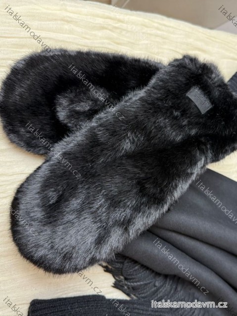 Rukavice palčáky zimní s kožíškem  dámské (ONE SIZE) BEST EMILIE LIS25ST-502/DUR ONE SIZE čierna