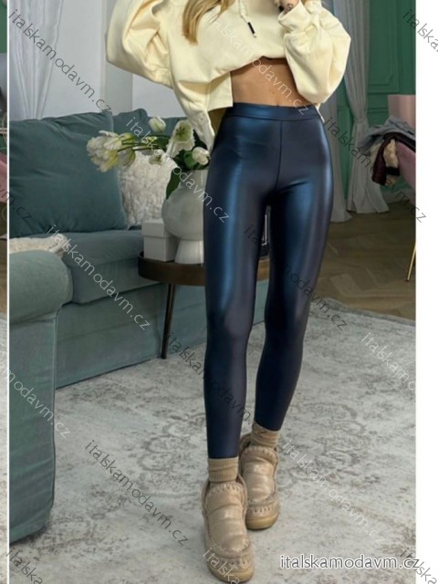 Legíny koženkové dlouhé dámské (S/M ONE SIZE) FRANCOUZSKÁ MÓDA FMTI24P6268/DU S / M čierna