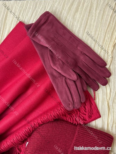 Rukavice zimné s kožúškom dámske (ONE SIZE) QGJ TREND LIS25001/DUR ONE SIZE vínová