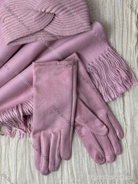 Rukavice zimní s kožíškem  dámské (ONE SIZE) QGJ TREND LIS25001/DUR ONE SIZE růžová starorůžová