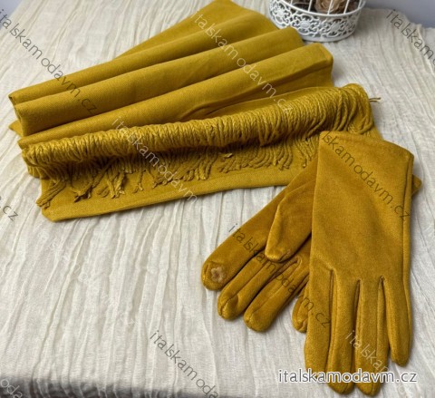 Rukavice zimné s kožúškom dámske (ONE SIZE) QGJ TREND LIS25001/DUR ONE SIZE žlutá hořčicová