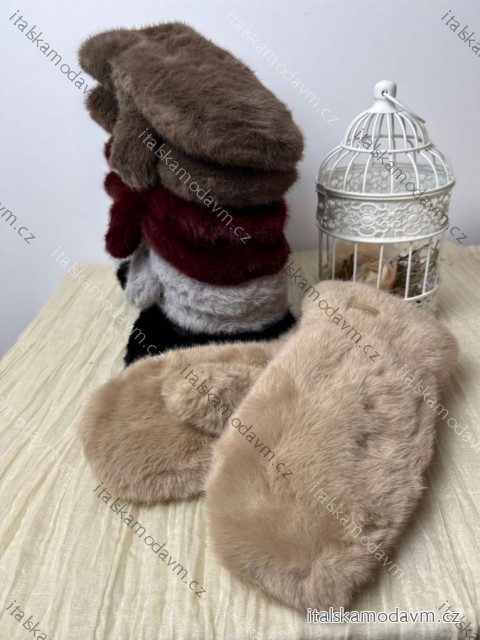 Rukavice palčiaky zimné s kožúškom dámske (ONE SIZE) BEST EMILIE LIS25ST-502