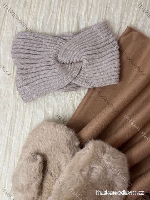 Čelenka pletená zimní dámská (ONE SIZE) BEST EMILIE LIS25BD-350/DUR ONE SIZE hnědá světlá