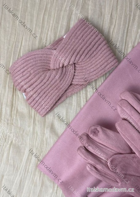 Čelenka pletená zimní dámská (ONE SIZE) BEST EMILIE LIS25BD-350/DUR ONE SIZE růžová starorůžová