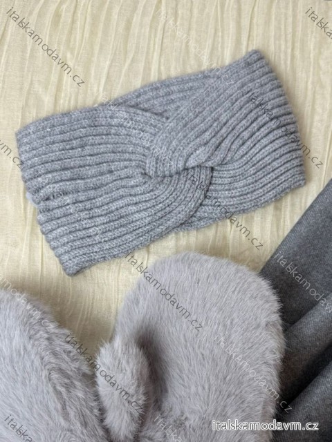 Čelenka pletená zimní dámská (ONE SIZE) BEST EMILIE LIS25BD-350/DUR ONE SIZE šedá
