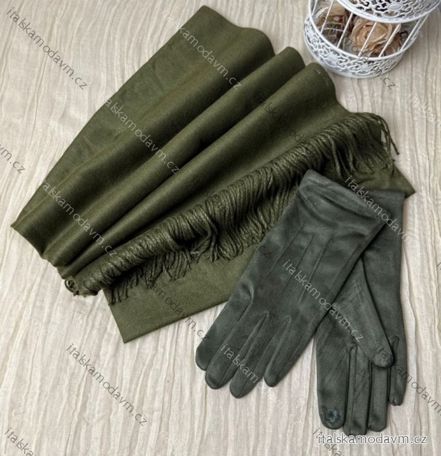 Šál jesenný zimný dámsky (ONE SIZE) QGT TREND LIS25SH-2099/DUR ONE SIZE zelená khaki