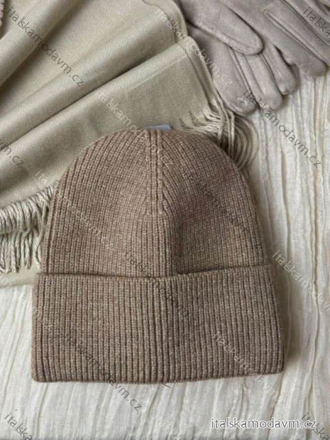Čepice zimní dámská (ONE SIZE) BEST EMILIE LIS25MZ-538/DUR ONE SIZE hnědá světlá