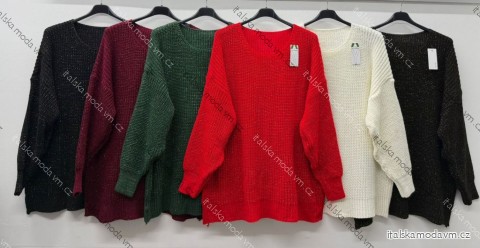 Sveter pletený dlhý rukáv dámsky nadrozmer (54/56/58 ONE SIZE) TALIANSKA MÓDA IM425801