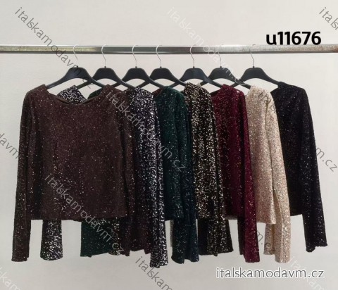 Tunika třpytivá dlouhý rukáv dámská (XS/S/M ONE SIZE) ITALSKÁ MÓDA IMM25M11676