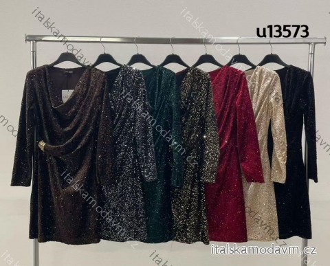 Šaty společenské elegantní třpytivé dlouhý rukáv dámské (XS/S/M ONE SIZE) ITALSKÁ MÓDA IMM25M13573